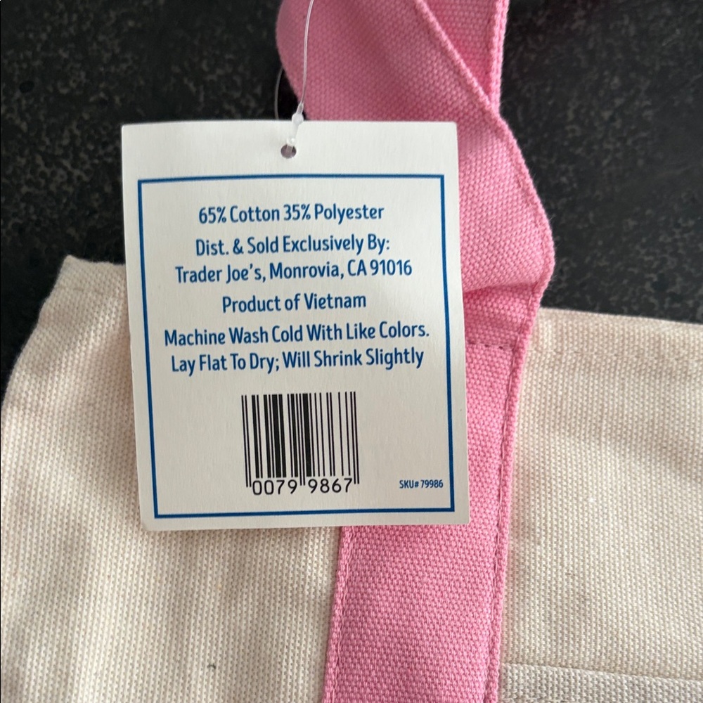 Trader Joe’s Pink Mini Pastel Canvas Tote Bag - Picture 3 of 4